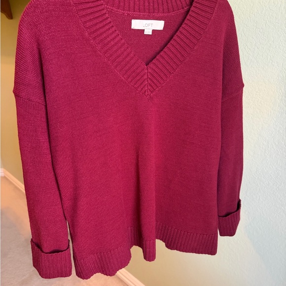 LOFT Sweaters - LOFT Deep Burgundy V-Neck Sweater NWOT